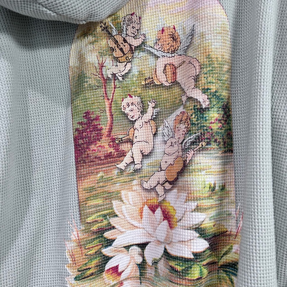 Boys Lie Sage Green Hoodie with Angel Print - Picture 3 of 5